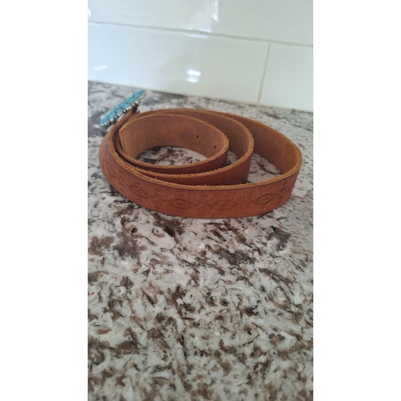 Lucky Brand Women's Leather Belt With Flower Buckle Size XL - Picture 3 of 6